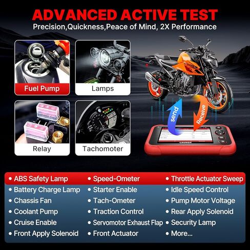 LAUNCH CRP129MT Pro Motorcycle Scanner,Fully Functional Bidirectional Scanner with Multi Resets,38+ Brands,Motorcycle scan Tool Fits for Harley, Honda, Yamaha, Indian,Suzuki,Polaris,Victory,BMW & More in Kuwait
