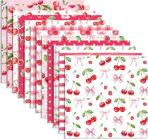 24 Sheets Cherry Scrapbook Paper 12" x 12" Cherry Pattern Paper Double Sided Green Leaves Sweet Cherries Bow Patterned Double-Sided Rose Red Yellow Decorative Craft Papers for Scrapbooking Card in Kuwait