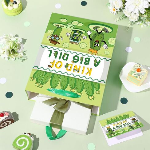 Pickle Gift Bag Funny Pickle Birthday Decorations Kind of A Big Dill Wrapping Bag with Green Tissue Paper and Card Cute Cartoon Fruit Cucumber Party Favor for Boys Girls Birthday Bday Party Supplies in Kuwait