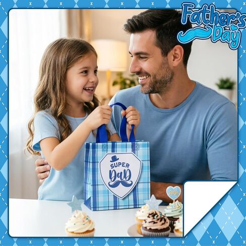 أكياس هدايا Chris.W مكونة من 24 قطعة لعيد الأب، حقيبة هدايا لحفلات عيد الأب السعيد، حقيبة هدايا غير منسوجة للأب، قابلة لإعادة الاستخدام in Kuwait
