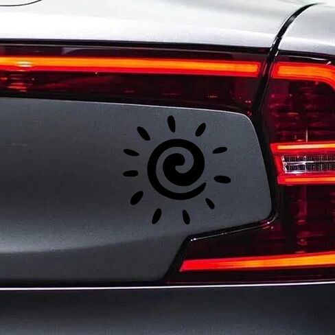 Spiral Sun Vinyl Waterproof Decal Car Sticker- 6" Car Truck Van Wall Laptop Window Bumper Stickers- Sun Silhouette Sticker Vehicle Decoration Decal for Mirror Notebook Water Bottles (Yellow) in Saudi Arabia
