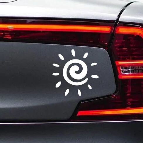 Spiral Sun Vinyl Waterproof Decal Car Sticker- 6" Car Truck Van Wall Laptop Window Bumper Stickers- Sun Silhouette Sticker Vehicle Decoration Decal for Mirror Notebook Water Bottles (Yellow) in Saudi Arabia