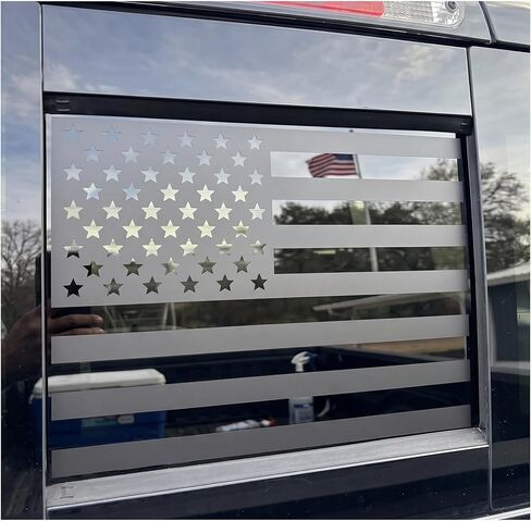 Compatible with RAM 1500 2500 3500 2009-2026 American Flag Decals Stickers for Truck Back Middle Window, USA Flag Decal for Truck Back Sliding Window, Rear Window American Flag Decal（Matte Black） in Kuwait