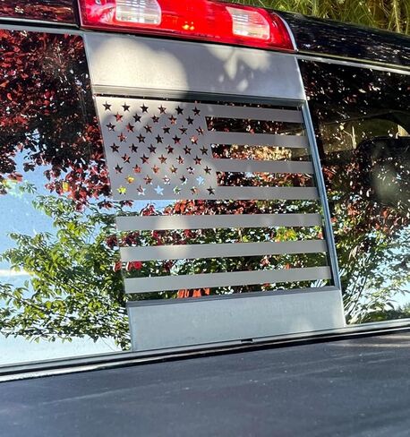 Compatible with RAM 1500 2500 3500 2009-2026 American Flag Decals Stickers for Truck Back Middle Window, USA Flag Decal for Truck Back Sliding Window, Rear Window American Flag Decal（Matte Black） in Kuwait