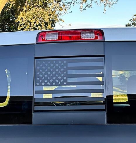 Compatible with RAM 1500 2500 3500 2009-2026 American Flag Decals Stickers for Truck Back Middle Window, USA Flag Decal for Truck Back Sliding Window, Rear Window American Flag Decal（Matte Black） in Kuwait