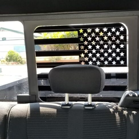Compatible with RAM 1500 2500 3500 2009-2026 American Flag Decals Stickers for Truck Back Middle Window, USA Flag Decal for Truck Back Sliding Window, Rear Window American Flag Decal（Matte Black） in Kuwait