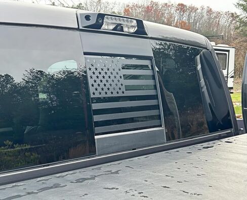 Compatible with RAM 1500 2500 3500 2009-2026 American Flag Decals Stickers for Truck Back Middle Window, USA Flag Decal for Truck Back Sliding Window, Rear Window American Flag Decal（Matte Black） in Kuwait