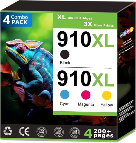 910XL Ink Cartridges Compatible With HP 910 Ink Combo Pack Work with OfficeJet Pro 8020 8025 8035 8015e 8028e 8010 8010e 8022 8022e Printer High Yield 910 Black 910 Color, with V19.7.1 Chip (4 Pack) in Kuwait