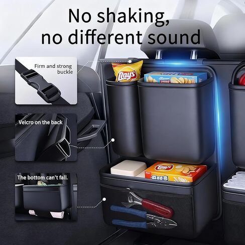 3 Pack Car Rear Seat Organizer, Open-Top Leather Backseat Storage Box with Cup Holder & Umbrella Strap, Hanging Trunk Organizer for SUVs, Trucks, Vans, Snacks, Drinks, Purses, Black in Saudi Arabia