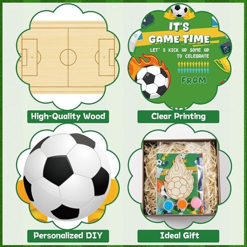 Bornerwhite 24 Pcs Soccer Party Favors Soccer Craft Kits Party Supplies Wooden Painting Kit for Kids Boys Girls Birthday Decorations Supplies Gifts Classroom School Prizes Rewards in Saudi Arabia