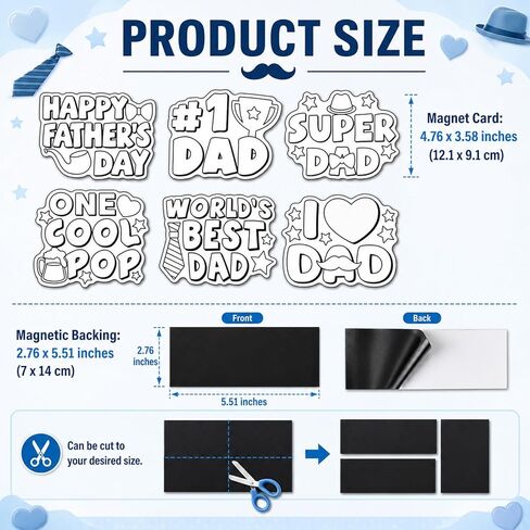 QOUBAI 36 Set Father's Day Crafts for Kids Bulk Happy Fathers Day Magnets Color Your Own Crafts Best Dad DIY Craft Gifts for Classroom School Home Activities Project Game in Kuwait