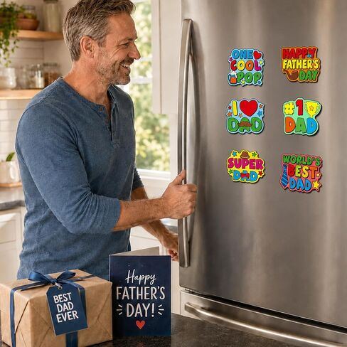 QOUBAI 36 Set Father's Day Crafts for Kids Bulk Happy Fathers Day Magnets Color Your Own Crafts Best Dad DIY Craft Gifts for Classroom School Home Activities Project Game in Kuwait
