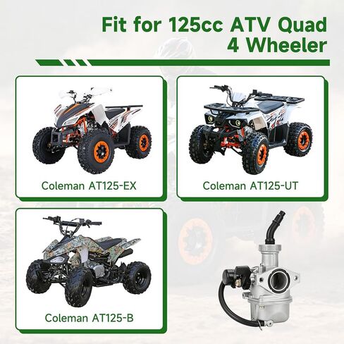 AT125 Carburetor Carb Kit Compatible with Coleman AT125-EX AT125-UT AT125-B 125cc Mini ATV Quad 4 Wheeler 4-Stroke Engine Go Kart Powersports Parts Hand Choke with Intake Manifold in Kuwait