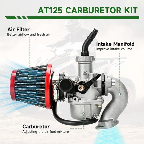 AT125 Carburetor Carb Kit Compatible with Coleman AT125-EX AT125-UT AT125-B 125cc Mini ATV Quad 4 Wheeler 4-Stroke Engine Go Kart Powersports Parts Hand Choke with Intake Manifold in Kuwait