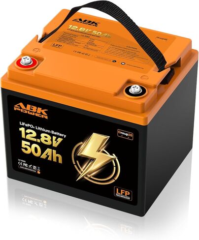 12V 50Ah LiFePO4 Battery, 4000+ Deep Cycle Lithium Battery 50A BMS with Over-Heating & Low-Temp Protection, Group 26 Rechargeable Battery for Marine Trolling Motor, RV, Boat, Home Backup in Kuwait
