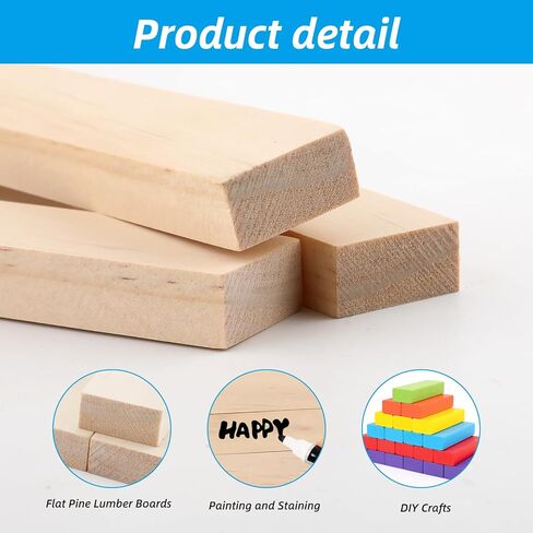 15 PCS Wooden Dowels for Crafts, 1/2" × 1" × 12" Wood Trim Strips Slats Flat Lumber Boards Square Dowel Rods Wooden Sticks Unfinished Hardwood Sticks for Woodworking, Crafting, Model Making in Saudi Arabia
