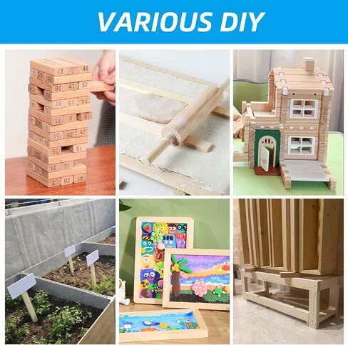 15 PCS Wooden Dowels for Crafts, 1/2" × 1" × 12" Wood Trim Strips Slats Flat Lumber Boards Square Dowel Rods Wooden Sticks Unfinished Hardwood Sticks for Woodworking, Crafting, Model Making in Saudi Arabia