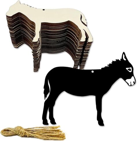 30 Pack 4 Inch Donkey Wood Craft, Unfinished Wooden Animal Donkey Cutout Art, DIY Wood Sign. in Saudi Arabia