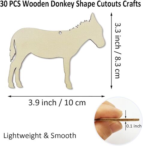 30 Pack 4 Inch Donkey Wood Craft, Unfinished Wooden Animal Donkey Cutout Art, DIY Wood Sign. in Saudi Arabia