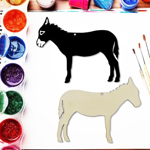 30 Pack 4 Inch Donkey Wood Craft, Unfinished Wooden Animal Donkey Cutout Art, DIY Wood Sign. in Saudi Arabia