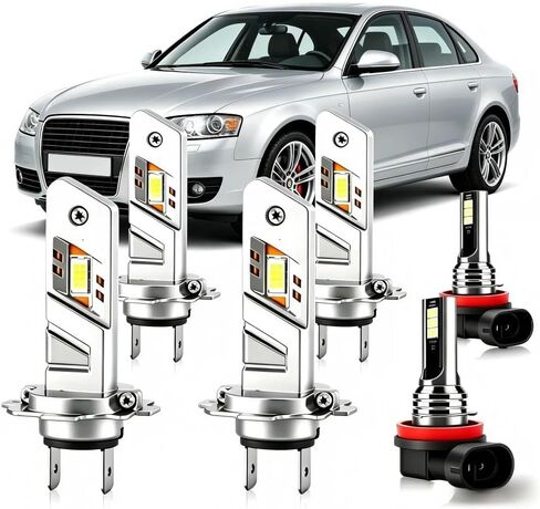 Super Bright 6500K White Light Bulbs for Audi A4 (except the Cabriolet submodel) 2002 2003 2005-2014, 80,000-Hour Lifespan, High/Low Beam Fog Bulbs, Plug-and-Play Light Kit – 6-Pack in Saudi Arabia