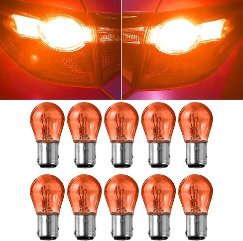 10PCS 1157 Car Light Bulb, Double Tail High and Low Brake Light Bulb, P21/5W S25 2057 2357 7528 BAY15D Bulbs LongerLife Replacement, Universal Halogen Turn Signal Parking Lights (Amber) in Kuwait