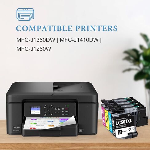 خراطيش حبر Weemay LC501XL LC501 XL (4 عبوات، 2000 صفحة) متوافقة مع خرطوشة حبر Brother LC501 LC501XL لطابعة Brother MFC-J1360DW MFC-J1260W MFC-J1410DW (أسود، سماوي، أصفر، أرجواني) in Kuwait