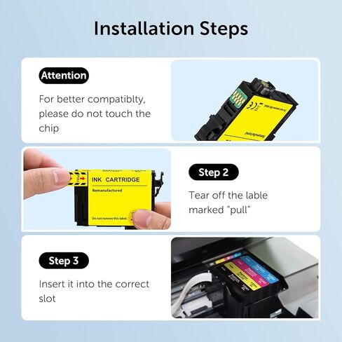 Compatible for EPT220XL High Yield Remanufactured Ink Cartridges, Compatible Replacement for WF-2760 WF-2750 WF-2660 WF-2650 WF-2630 XP-424 XP-420 XP-320 Printers, Black Cyan Magenta Yellow, 4-Pack in Saudi Arabia