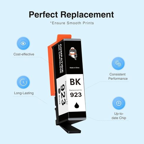 خراطيش حبر 923e 923 لطابعات HP 8130e 8120e 8125e استبدال الحبر لحزمة كومبو خراطيش الحبر HP 923XL 923 المتوافقة مع طابعة HP OfficeJet Pro 8130e 8135e 8138e 8122e 8139e، عبوة واحدة in Kuwait