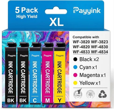 Replacement for 822XL Ink Remanufactured for Epson 822XL Ink Cartridges for 822 XL Work with WF-3820 WF-4830 WF-3823 WF-4820 WF-4833 WF-4834 Printer 2 Black Cyan Magenta Yellow in Saudi Arabia