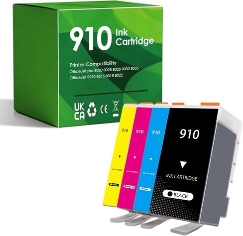 910XL 910 Ink Cartridges Replacement for HP 910XL Ink Cartridges Combo Pack High Yield Work for OfficeJet Pro 8015 8018 8022 8020 8025 8028 8030 8035 OfficeJet 8010 Printers (BK C M Y in Kuwait