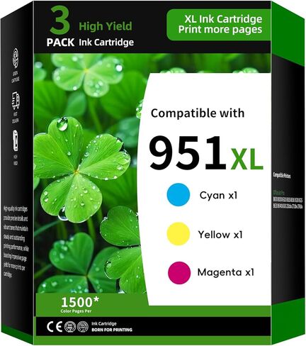 951XL Ink Cartridge 3-Pack Replacement for HP 951 Combo Pack Compatible with HP OfficeJet Pro 8600 8610 8615 8620 8625 8100 8630 8660 276DW 251DW Printer Ink(3PK Cyan Magenta Yellow) in Saudi Arabia