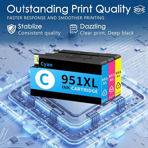 951XL Ink Cartridge 3-Pack Replacement for HP 951 Combo Pack Compatible with HP OfficeJet Pro 8600 8610 8615 8620 8625 8100 8630 8660 276DW 251DW Printer Ink(3PK Cyan Magenta Yellow) in Saudi Arabia
