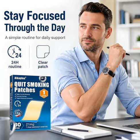 Step 1 Nicotine Patches 21 mg, Quit Smoking Patches & Stop Smoking Aids, Easy and Effective Quit Support with 2 Weeks, Nicotine Transdermal System Patches (30 Count) in Saudi Arabia