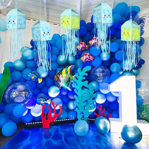 Simgoing 12 Sets Jellyfish Crafts with LED Candle Light DIY Jellyfish Lantern Tissue Paper Craft Kits Under the Sea Party Decoration Supplies for Ocean Mermaid Party Classroom Activities in Kuwait