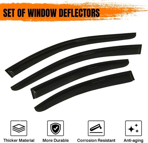 Tape on Window Visor Deflectors, Compatible with 2009-2015 Nissan Maxima, Acrylic Smoke Tinted Slim Style Window Rain Guards, Sun Wind Side Vent Visor Set, 4 Pieces in Kuwait