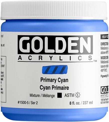 GOLDEN Heavy Body Acrylics, Primary Cyan, 8 fl. oz. Jar, Professional Acrylic Paint, Opaque in Kuwait