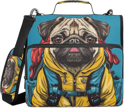 ALAZA Blue Bulldog 3D Zipper Binder 3 Ring Binder Organizer with Zipper and Shoulder Strap Large Capacity Multi-Pocket for Office Supplies Work in Kuwait