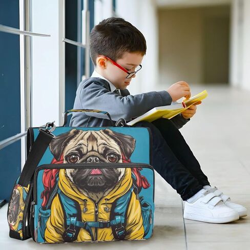 ALAZA Blue Bulldog 3D Zipper Binder 3 Ring Binder Organizer with Zipper and Shoulder Strap Large Capacity Multi-Pocket for Office Supplies Work in Kuwait