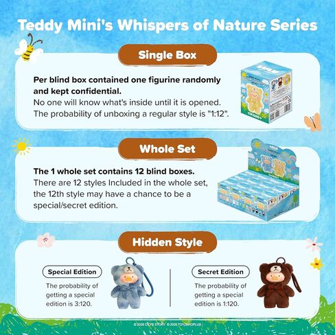 Lulu The Piggy Blind Box - Teddy Mini's Whispers of Nature Series Plush Keychain Phone Charm Blind Boxes Figures Cute Stuffed Animals Mystery Box Collectibles Home Decorations Birthday Gifts, Single Box in Saudi Arabia