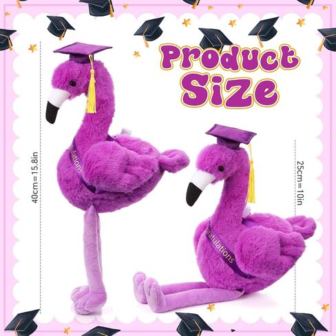 Chalyna 10 Inch Graduation Gifts Flamingo Plush Stuffed Animal with Gold Tassel Graduation Hat and Sash Congrats Grad Gift for Preschool Kindergarten Kids Student Friend Party Decoration(Purple) in Kuwait