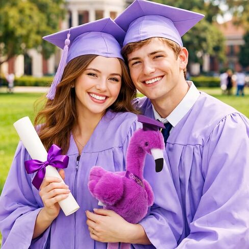 Chalyna 10 Inch Graduation Gifts Flamingo Plush Stuffed Animal with Gold Tassel Graduation Hat and Sash Congrats Grad Gift for Preschool Kindergarten Kids Student Friend Party Decoration(Purple) in Kuwait