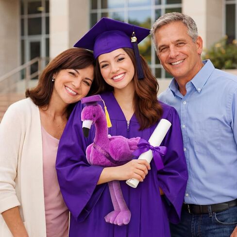 Chalyna 10 Inch Graduation Gifts Flamingo Plush Stuffed Animal with Gold Tassel Graduation Hat and Sash Congrats Grad Gift for Preschool Kindergarten Kids Student Friend Party Decoration(Purple) in Kuwait