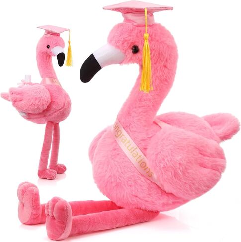 Chalyna 10 Inch Graduation Gifts Flamingo Plush Stuffed Animal with Gold Tassel Graduation Hat and Sash Congrats Grad Gift for Preschool Kindergarten Kids Student Friend Party Decoration(Purple) in Kuwait