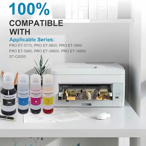 Compatible for 542 Ink Refill Bottles Fits ET-5150 ET-5170 ET-5180 ET-5800 ET-5850 ET-5880 ET-16600 ET-16650, T542 Pigment Ink Bottle Combo Pack for Workforce ST-C5000 ST-C5500(BK C M Y) in Saudi Arabia