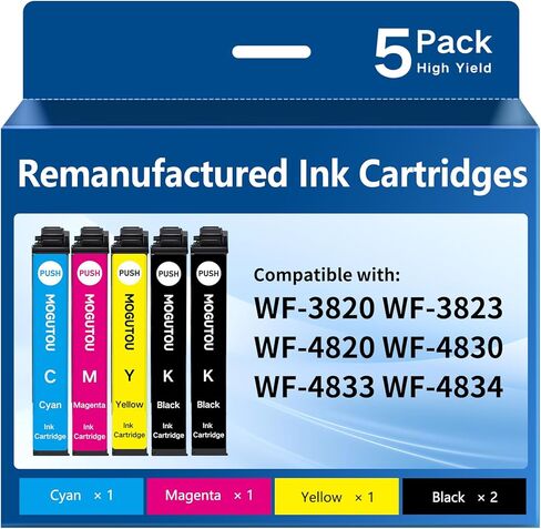 بديل معاد تصنيعه لحزمة كومبو خراطيش الحبر 822XL لطابعة Workforce Pro WF-4830 WF-4833 WF-4834 WF-3820 WF-3823 WF-4820 (5 عبوات) in Kuwait