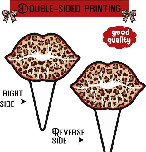 48pcs Red Cheetah Print Cupcake Toppers Y2K Cherry Leopard Party Decorations Y2K Leopard Print Cherry & Lip Cupcake Picks for Retro 2000s Themed Party Supplies in Kuwait