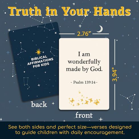 Biblical Affirmation Cards for Kids, 62 Christian Scripture & Positive Affirmation Cards for Boys & Girls, Daily Devotions, Bible Study, Homeschool, Sunday School & VBS Gift in Saudi Arabia