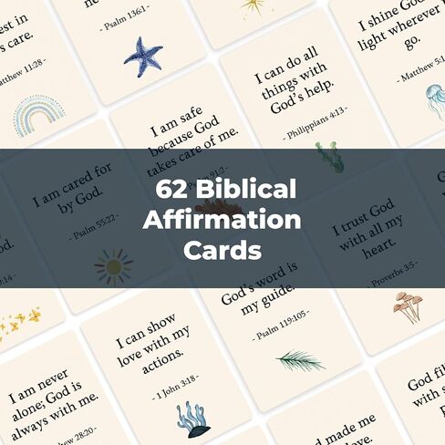 Biblical Affirmation Cards for Kids, 62 Christian Scripture & Positive Affirmation Cards for Boys & Girls, Daily Devotions, Bible Study, Homeschool, Sunday School & VBS Gift in Saudi Arabia