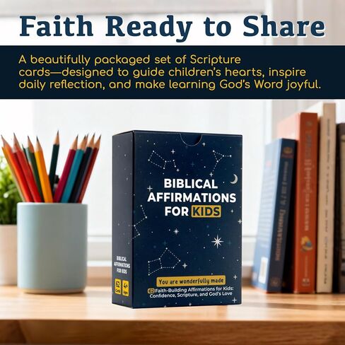 Biblical Affirmation Cards for Kids, 62 Christian Scripture & Positive Affirmation Cards for Boys & Girls, Daily Devotions, Bible Study, Homeschool, Sunday School & VBS Gift in Saudi Arabia